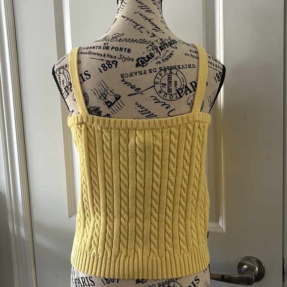 Vintage Lauren Ralph Lauren Soft Yellow Cable Knit Cropped Sweater Size L - Picture 4 of 10